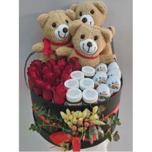 Vip Kutu Gül  Ve Ayıcıklar